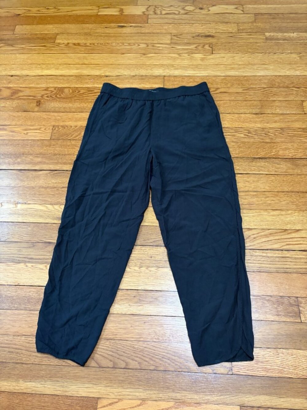 Madewell Womens Casual Pull On Crop Pants Sz Small Black Elastic Waist Viscose